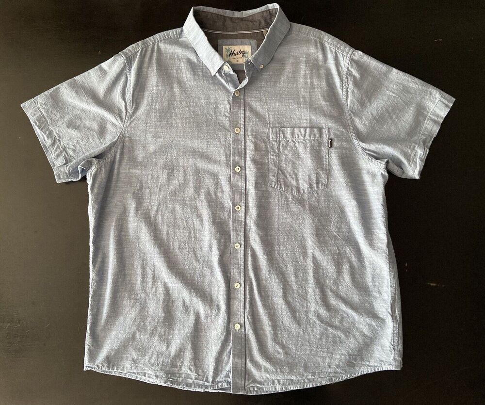 HURLEY Standard Collection Slub Button-down Cotton Shirt sz XXL | Blue
